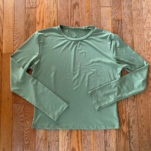 sage green workout mock neck top
